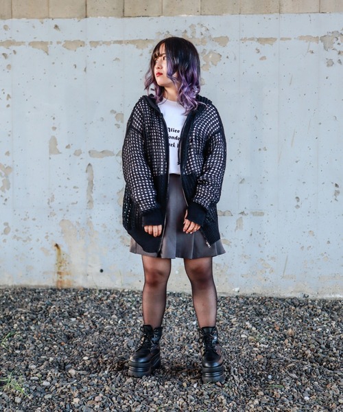 Bling Leads パーカー Z)「BLINGLEADS」メッシュ編みニットZIP