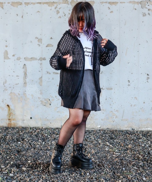 Bling Leads パーカー Z)「BLINGLEADS」メッシュ編みニットZIP