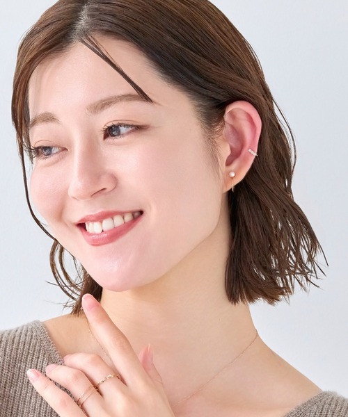 イヤリング 「K10」ストーンバーイヤリング(片耳) レディースの画像