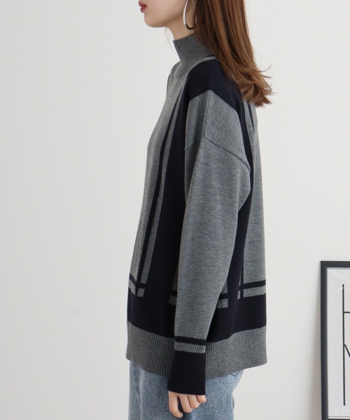 EGLANTINE ニット セーター Eglantine 配色デザインニットプル