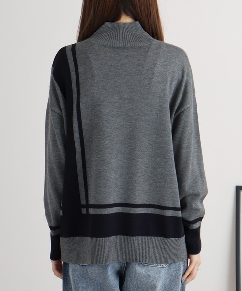 ニット セーター Eglantine 配色デザインニットプルオーバー レディース EGLANTINE ニット セーター Eglantine 配色デザインニットプル