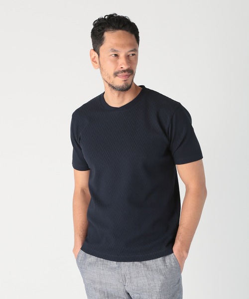 MEN'S BIGI（メンズビギ） tシャツ シェブロン柄リンクスジャカードT