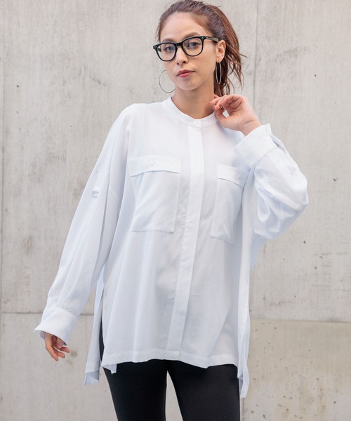 ブラウス シャツ 「HEREIAM」ドレープワークシャツ レディース