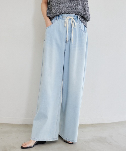 【新品】BARNYARDSTORM ドロストワイドカットデニムインディゴブルー セール】BARNYARDSTORM / ドロストワイドカットデニム【WEB限定サイズL