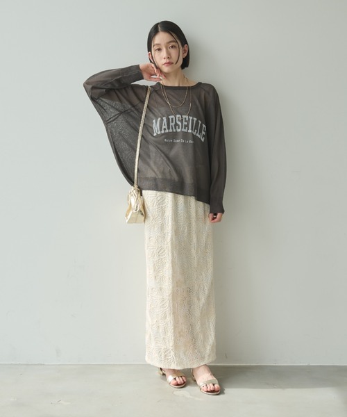ニット セーター シアーロゴニットTOPS レディース ニット ロゴニット シアー[品番：HHHW0001788]｜HUG.U（ハグユー