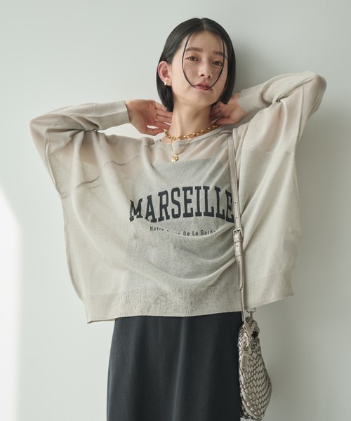 ニット セーター シアー刺繍ロゴニット レディース Kastane（カスタネ）の「刺繍シアーロゴニット（ニット/セーター