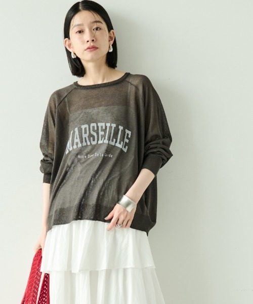 ニット セーター シアーロゴニットTOPS レディース ニット ロゴニット シアー[品番：HHHW0001788]｜HUG.U（ハグユー