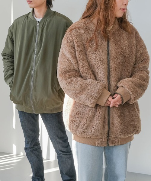 コート アウター リバーシブルMA-1裏ボアブルゾン レディース