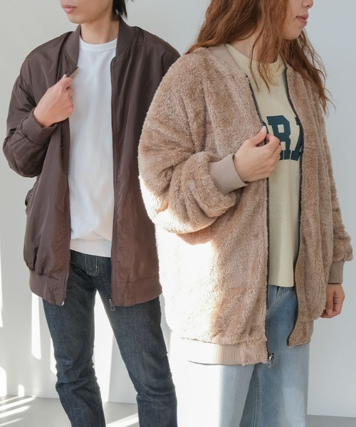 コート アウター リバーシブルMA-1裏ボアブルゾン レディース
