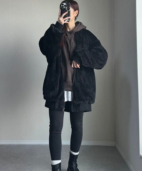 美品ＷＬＧ リバーシブルボアＭＡ−１nano universe ブラック コート アウター リバーシブルMA-1裏ボアブルゾン レディース