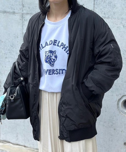 コート アウター リバーシブルMA-1裏ボアブルゾン レディース