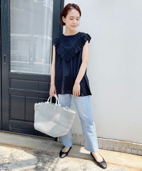 「Spick & Span」 ノースリーブシャツ - ブルー レディース Spick＆Span 「Spick & Span」 ノースリーブブラウス FREE