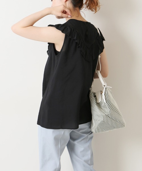 「Spick & Span」 ノースリーブシャツ - ブルー レディース Spick＆Span 「Spick & Span」 ノースリーブブラウス FREE