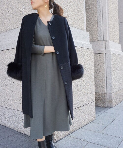 NOLLEY'S Sophi（ノーリーズソフィー） ノーカラーコート 36 ブラウン