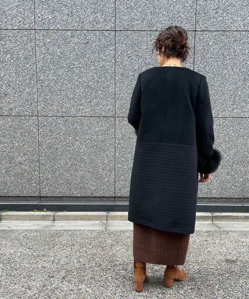 NOLLEY'S Sophi（ノーリーズソフィー） ノーカラーコート 36 ブラウン