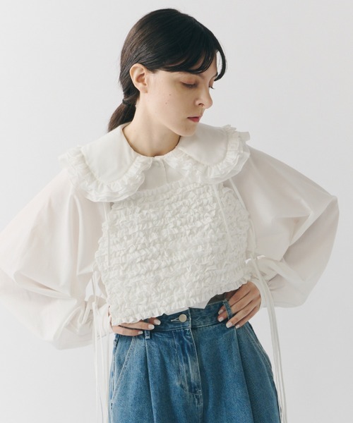 新品未使用！ PERNA フリルリボンベスト　ブラック PERNA（ペルナ）の「フリルリボンベスト（ベスト）」 - WEAR