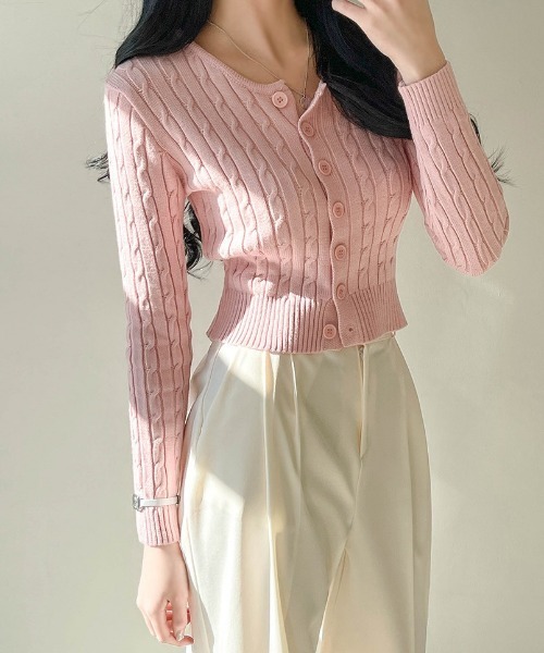 「SONA」 ニットカーディガン FREE ライトパープル レディース_画像4