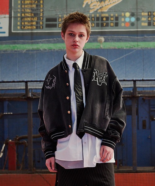 VI E DIT スタジャン Urban grunge sweatshirt stadium jacket