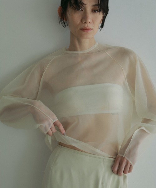 ブラウス シャツ Volumesleeve Sheer Knit レディース