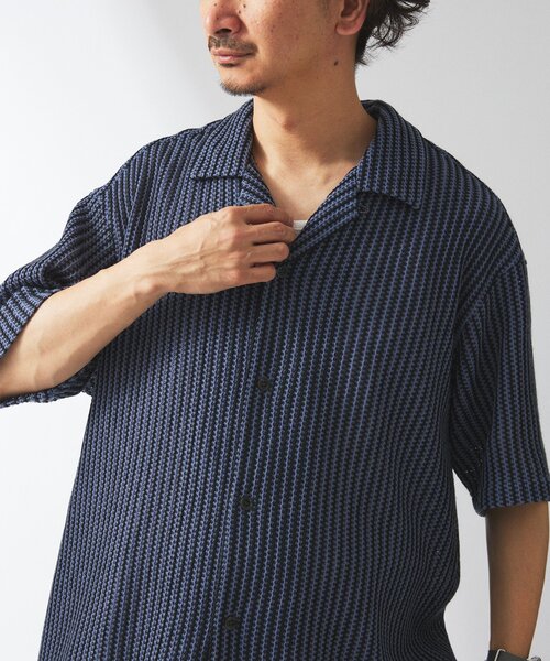 ジャーナルスタンダード relume ストライプ カラーレース 半袖シャツ JOURNAL STANDARD relume シャツ ストライプ カラーレース 半袖