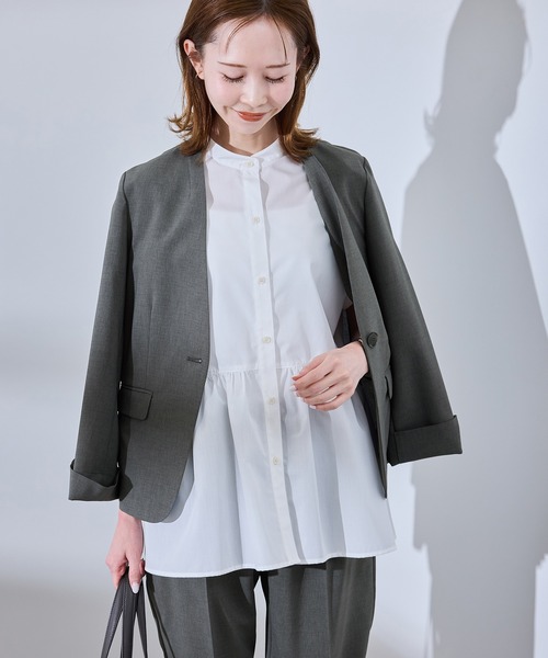 【新品タグ付き】ロペピクニック　リネンライクジャケット 楽天市場】リネンライクノーラペルジャケット/セットアップ対応