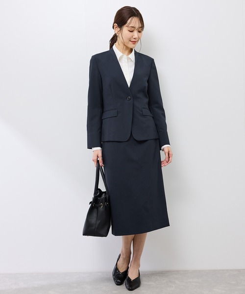 ROPE PICNIC ノーカラー ジャケット　セットアップ パンツ ブラック ROPE' PICNIC ジャケット ノーカラージャケット 「花粉ガード