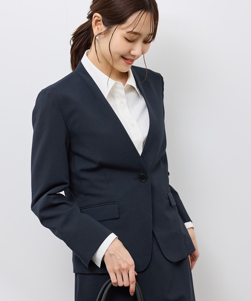 ROPE PICNIC ノーカラー ジャケット　セットアップ パンツ ネイビー ROPE' PICNIC ジャケット ノーカラージャケット 「UV対応