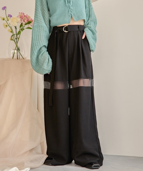 mideal パンツ sheer part wide pants / シアーパートワイド