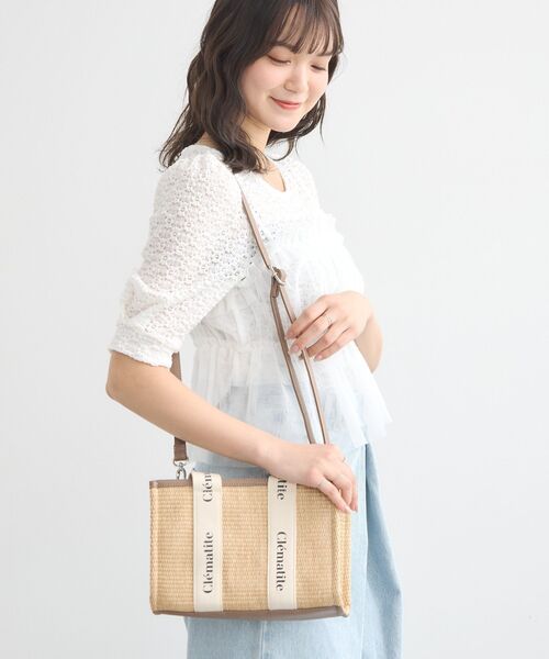【earth music&ecology】ロゴテープトートバッグ(ナチュラル色) earth music&ecology トートバッグ ロゴテープトートバッグ
