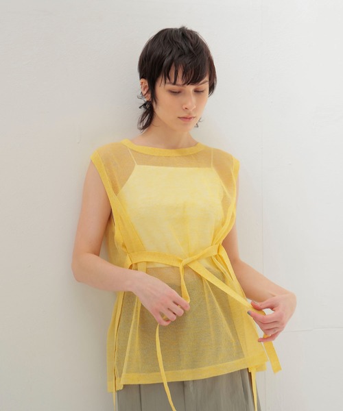 DRESSLAVE allonge カーディガン　ノースリーブ　ニット　シアー DRESSLAVE（ドレスレイブ）の「ALLONGE sheer cardigan(シアー