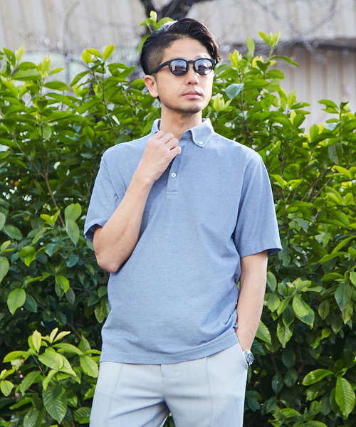 MEN'S MELROSE ポロシャツ 半袖 「WEB限定」COOLMAXカノコ半袖ボタン