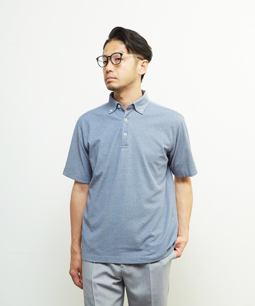 MEN'S MELROSE ポロシャツ 「WEB限定」COOLMAXカノコ半袖ボタンダウン
