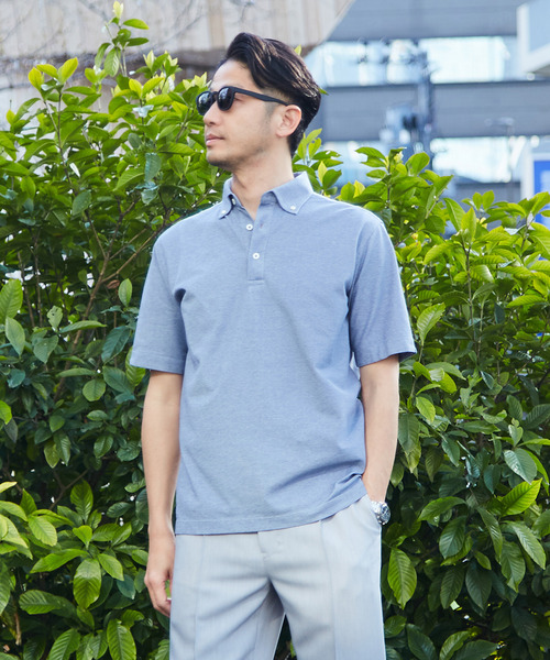 MEN'S MELROSE ポロシャツ 半袖 「WEB限定」COOLMAXカノコ半袖ボタン