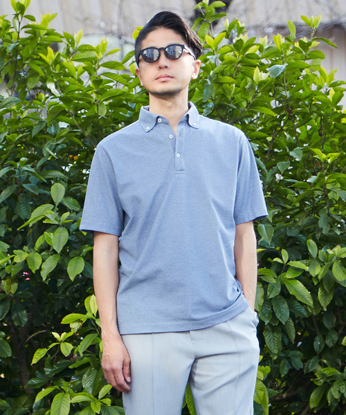 MEN'S MELROSE ポロシャツ 「WEB限定」COOLMAXカノコ半袖ボタンダウン