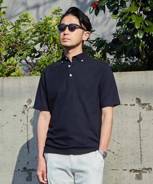 MEN'S MELROSE ポロシャツ 「WEB限定」COOLMAXカノコ半袖ボタンダウン