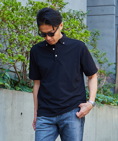 MEN'S MELROSE ポロシャツ 「WEB限定」COOLMAXカノコ半袖ボタンダウン