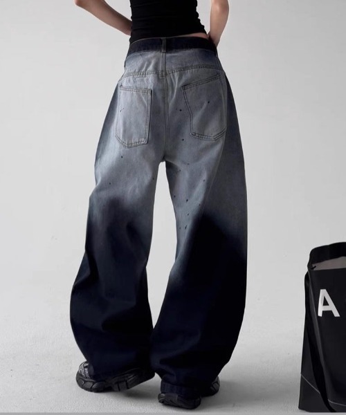 FreeZone ジーンズ インクグラデーションワイドテーパードデニム