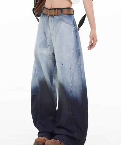 FreeZone ジーンズ インクグラデーションワイドテーパードデニム