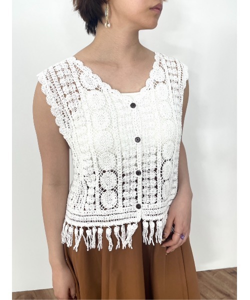 unfil hand-crochet cropped vest ベスト かぎ編み 🧶【Hooded vest】Part 1☆I'll add pockets later☆Only double
