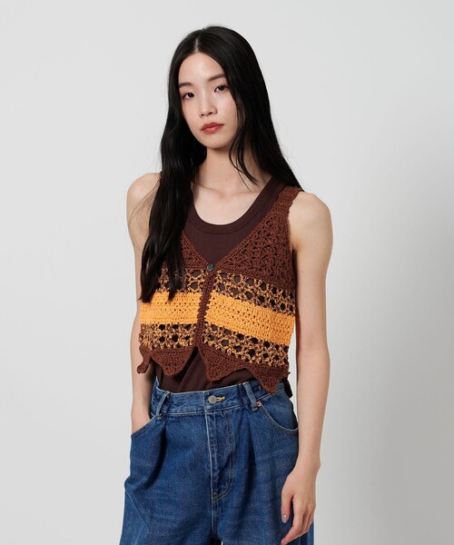 ベスト ジレ 「別注」「LOGAN knitting mills」ニット ベスト -2WAY- レディース