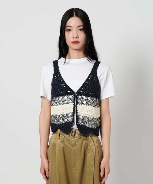ベスト ジレ 「別注」「LOGAN knitting mills」ニット ベスト -2WAY- レディース