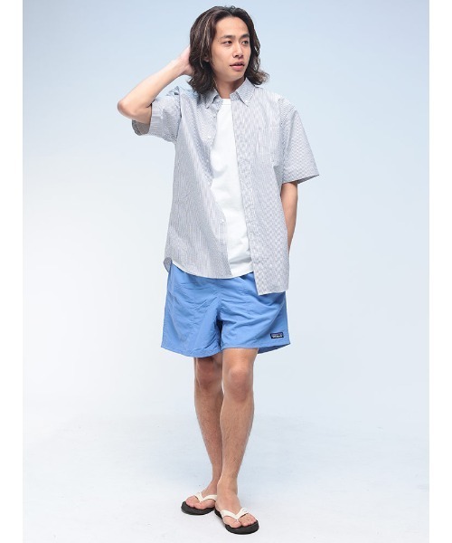シャツ CREW COOLMAX シアサッカー ボタンダウン 半袖 メンズ