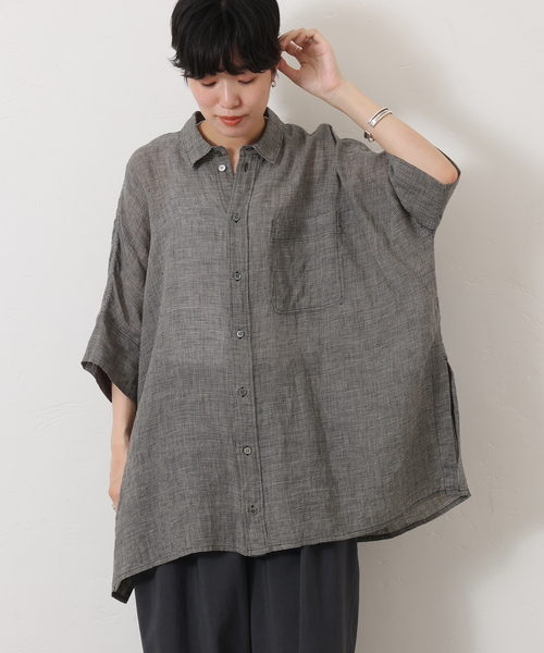美品2023ss journal standard luxe リネンシャツ JOURNAL STANDARD LUXE ブラウス シャツ 60リネンガーゼ ワイド
