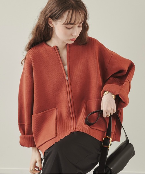 archivio ジップアップジャケット 38サイズ 赤/ベージュカーディガン NZ LAMBS ジップアップカーディガン｜トゥモローランド 公式通販