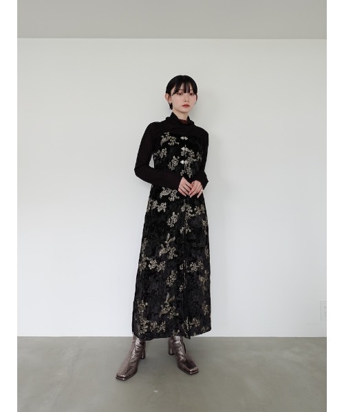 sahara（サハラ） ワンピース Velour Embroidery Layered Dress/ベロア
