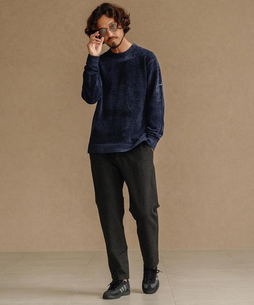 セーター ニット mn3142-シャギー-クルーニット-サイセンタク メンズ