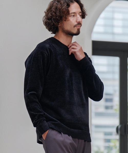 セーター ニット mn3142-シャギー-クルーニット-サイセンタク メンズ セーター ニット mn3142-シャギー-クルーニット-サイセンタク メンズ