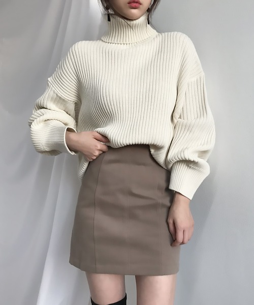 「MAISON BREEZE」 タートルネックニット FREE ブルー レディース_画像2