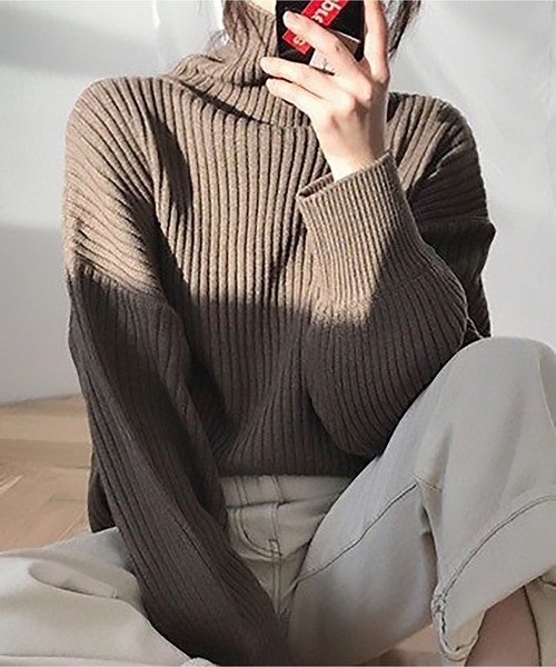 「MAISON BREEZE」 タートルネックニット FREE ブルー レディース_画像3