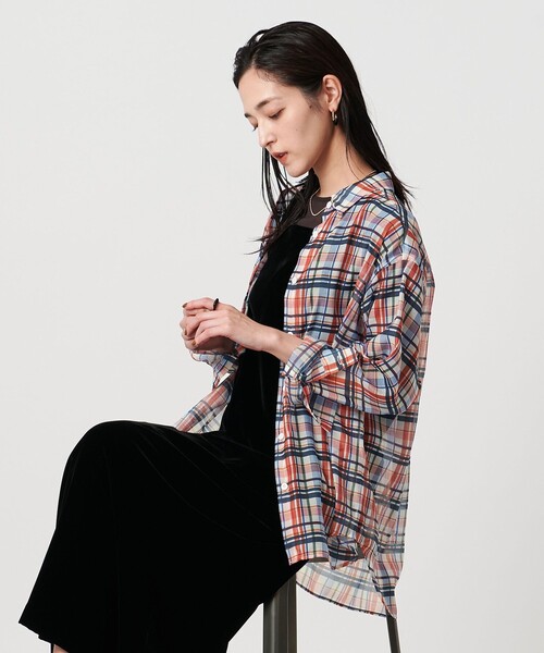 UNITED ARROWS ブラウス シャツ オーガンジー プリント